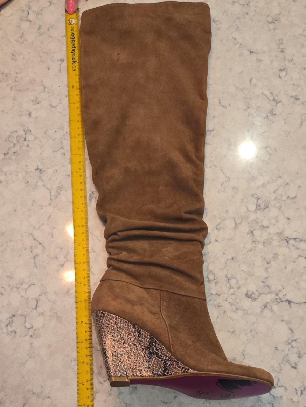 RARE Y2K Barbie x Town Shoes 50th Anniversary Suede Snakeskin Wedge Boots 6.5 - Picture 8 of 11